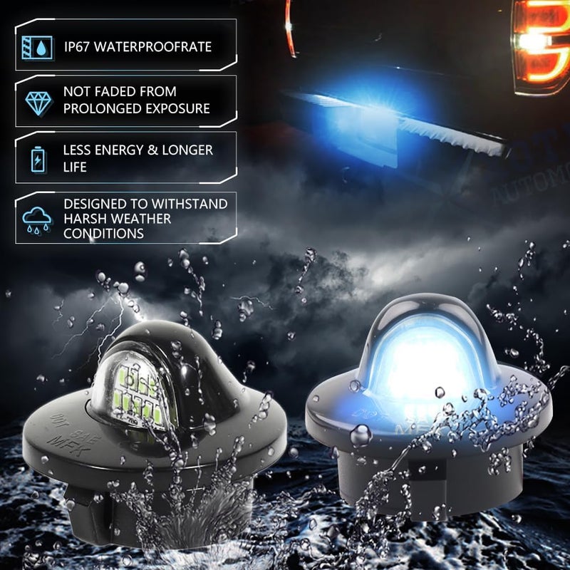 VANKUB 2 PCS LED License Plate Light for Fo-rd F150 F250 F350 F450 F550 Superduty Bronco Excursion Ranger Expedition Explorer Pickup Truck, F150 Bronco Ranger Led Rear Tag Lamp, 6000K Ice Blue Lights - Image 5